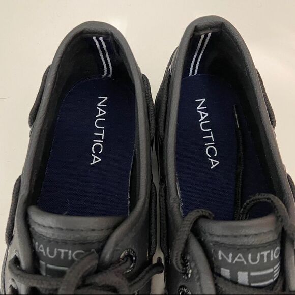 NEW BOYS NAUTICA BLACK BOAT OXFORD SHOES - Picture 4 of 8